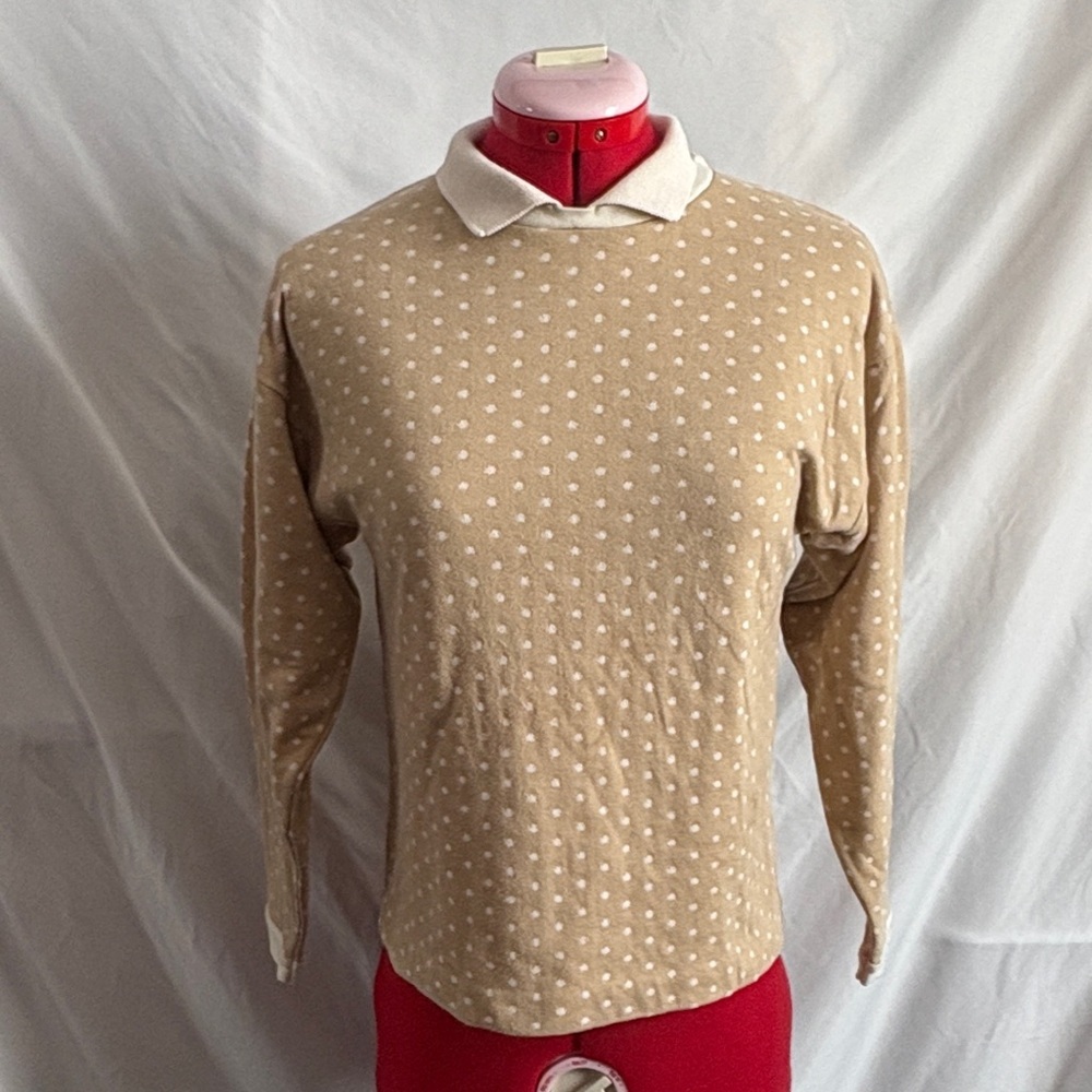 Polka Dot Long Sleeve Top - Tan SM296